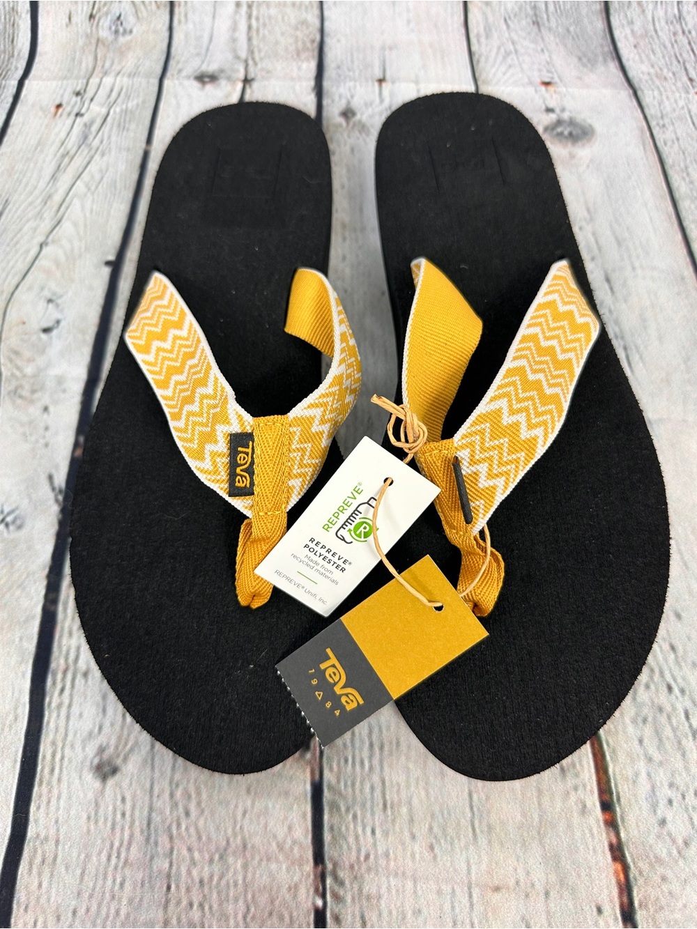 Teva Women's Mush II Flip-Flops in the Costas Honey Gold colorway size 10